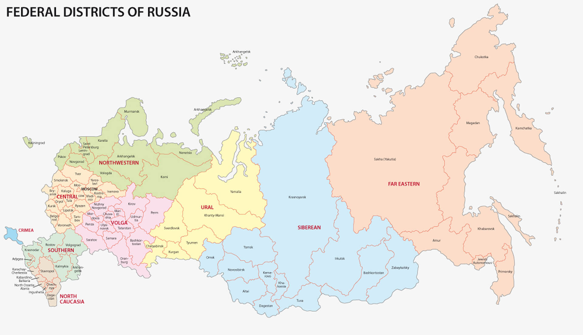 Rusya Federal Bölgeler Haritası